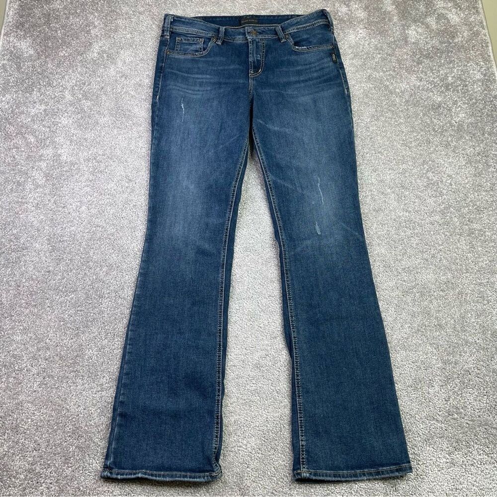 Silver Jeans Women’s 30X32 Blue Elyse Slim Boot Mid-Rise Dark Denim Stretch
